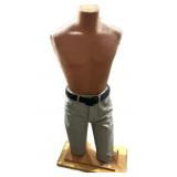 Half body mannequin on wooden base,