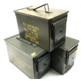 Lot, 3 metal ammo cans
