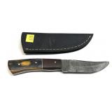 Custom Damascus steel blade knife with embossed