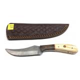 Custom Damascus steel blade knife with embossed