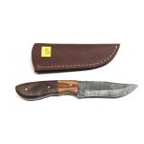 Custom Damascus steel blade knife with embossed
