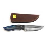 Custom Damascus steel blade knife with embossed