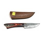 Custom Damascus steel blade knife with embossed