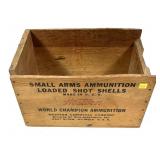 Western Wooden Ammo Box, 15" x 9.25" x 9" H.,