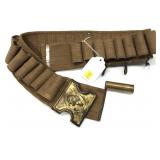 Vintage shotgun shell belt with brass hunting dog