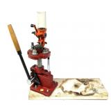 Lyman All American Press, mounted on wooden board
