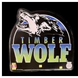 Timberwolf tin sign, 17" x 18"