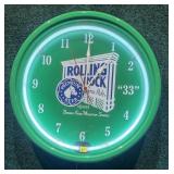 Rolling Rock electric clock with neon,