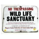 "No Trespassing Wild Life Sanctuary" sign,