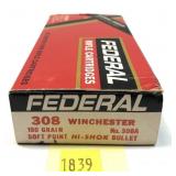 Box of .308 WIN 150-grain SP Federal