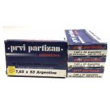x4- Boxes of 7.65 x 53 Argentine 174-grain FMJ BT