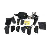 Lot, assorted holsters and fanny pack handgun
