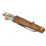 Embossed leather quiver with over 30 assorted