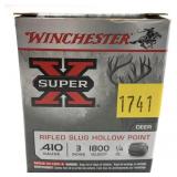 Box of .410 Ga. 3" rifled hollow point slugs,