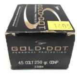Box of .45 Colt 250-grain Gold Dot hollow point