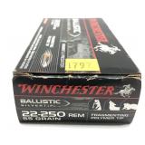 Box of .22-250 REM 55-grain fragmenting polymer