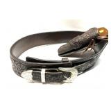 Leather Cartridge Belt with Embossed Leather