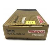 Box of 7mm REM Mag 140-grain Federal Nosler