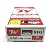 Box of 5.56mm 55-grain FMJ Winchester cartridges