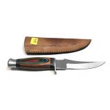 Custom Damascus steel blade knife with embossed