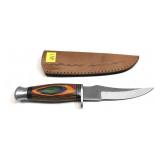 Custom Damascus steel blade knife with embossed