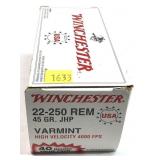 Box of .22-250 REM 45-grain JHP Winchester Varmint