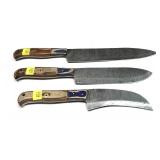 Lot, set of 3 custom handmade Damascus blade