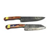 Lot, set of 2 custom Damascus blade handmade