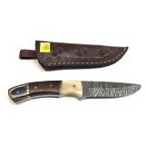 Custom Damascus steel blade knife with embossed