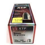 Box of 9mm 90-grain XTM Hornady bullets, 100 pcs.