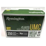 Box of 250 rounds .45 Auto 230-grain FMJ Remington