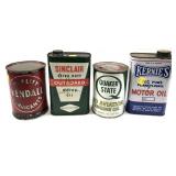 Lot, 4 vintage motor oil cans