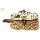 Creel with leather strap, 13 1/2" x 8" H