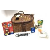 Creel with leather strap with 2 lures and