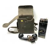 WWII TP-3 Field Phone in carry case
