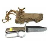 Custom hunting knife with sheath, 12" overall