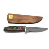 Custom Damascus steel blade knife with embossed