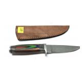 Custom Damascus steel blade knife with embossed