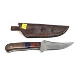 Custom steel blade knife with embossed