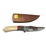 Custom Damascus steel blade knife with embossed