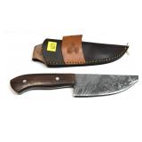 Custom Damascus steel blade knife with embossed