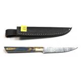 Custom Damascus steel blade knife with embossed