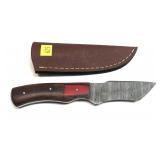 Custom Damascus steel blade knife with embossed