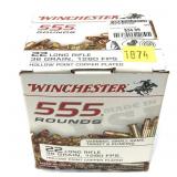 Box of .22 LR. HP Winchester cartridges, 555 Rds.