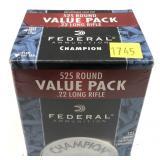 Box of .22 LR hollow point Federal cartridges,