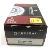 Box of .38 Special 158-grain lead RN Federal