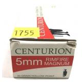 Box of 5mm Rimfire magnum HP Centurion
