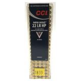 Box of .22 LR. HP CCI Mini-Mag cartridges, 100