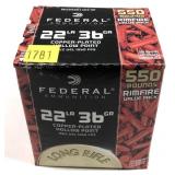 Box of .22 LR hollow point Federal cartridges,