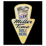 Miller Light Sold Here tin arrow sign,